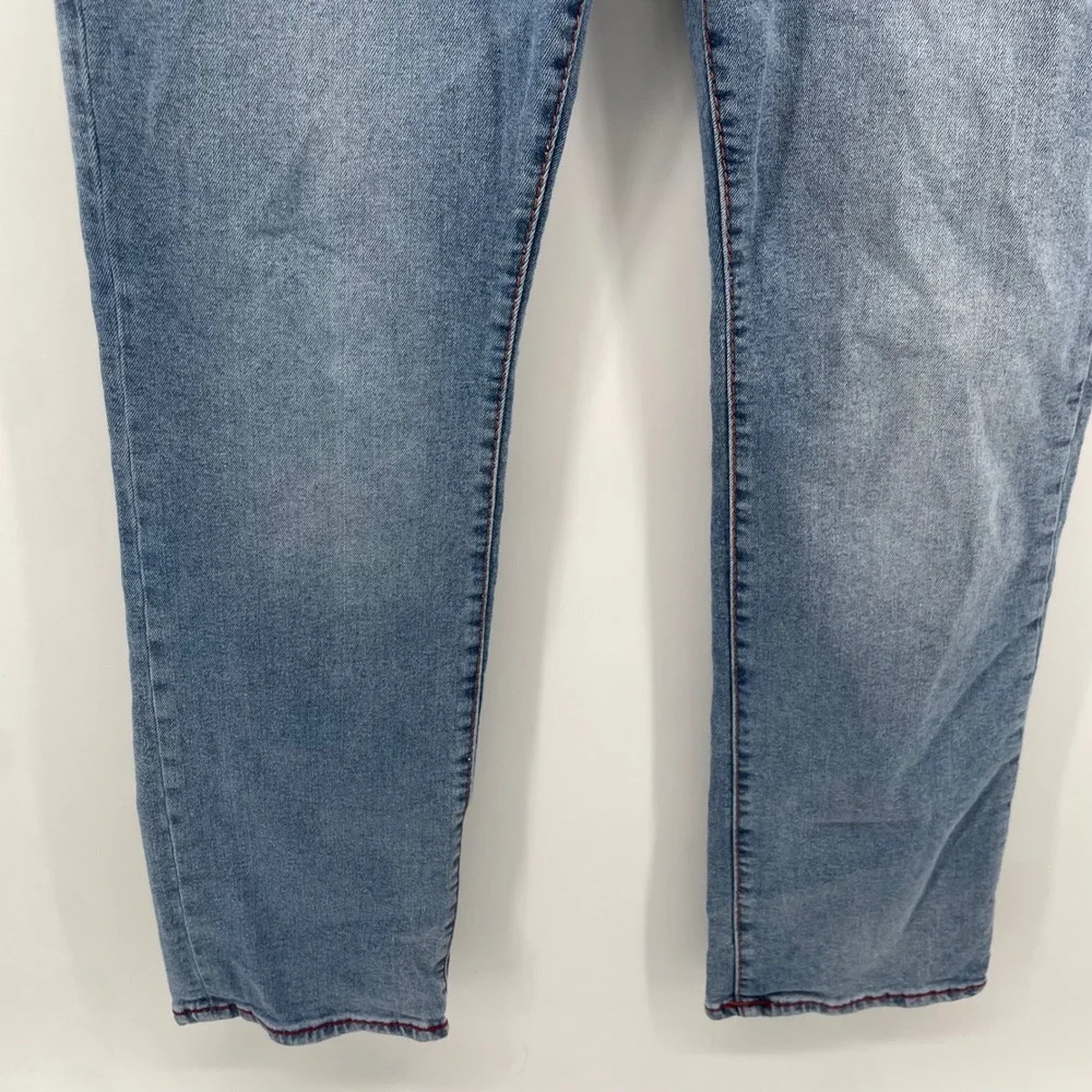 True Religion Ricky Jeans Mens 36 Blue Relaxed Straight Contrast Red Stitching